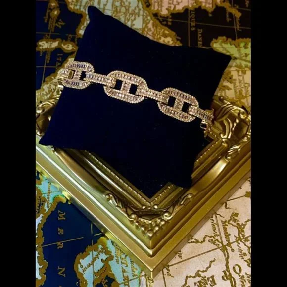 Designer Ice Out 14MM Miami Cuban Link Bracelet 14k Gold Finish Bling Bust Down